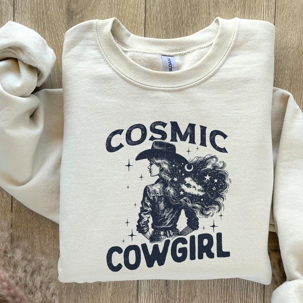 Retro Cosmic Cowgirl PNG, Starry Night Space Cowgirl - 300 DPI Design for