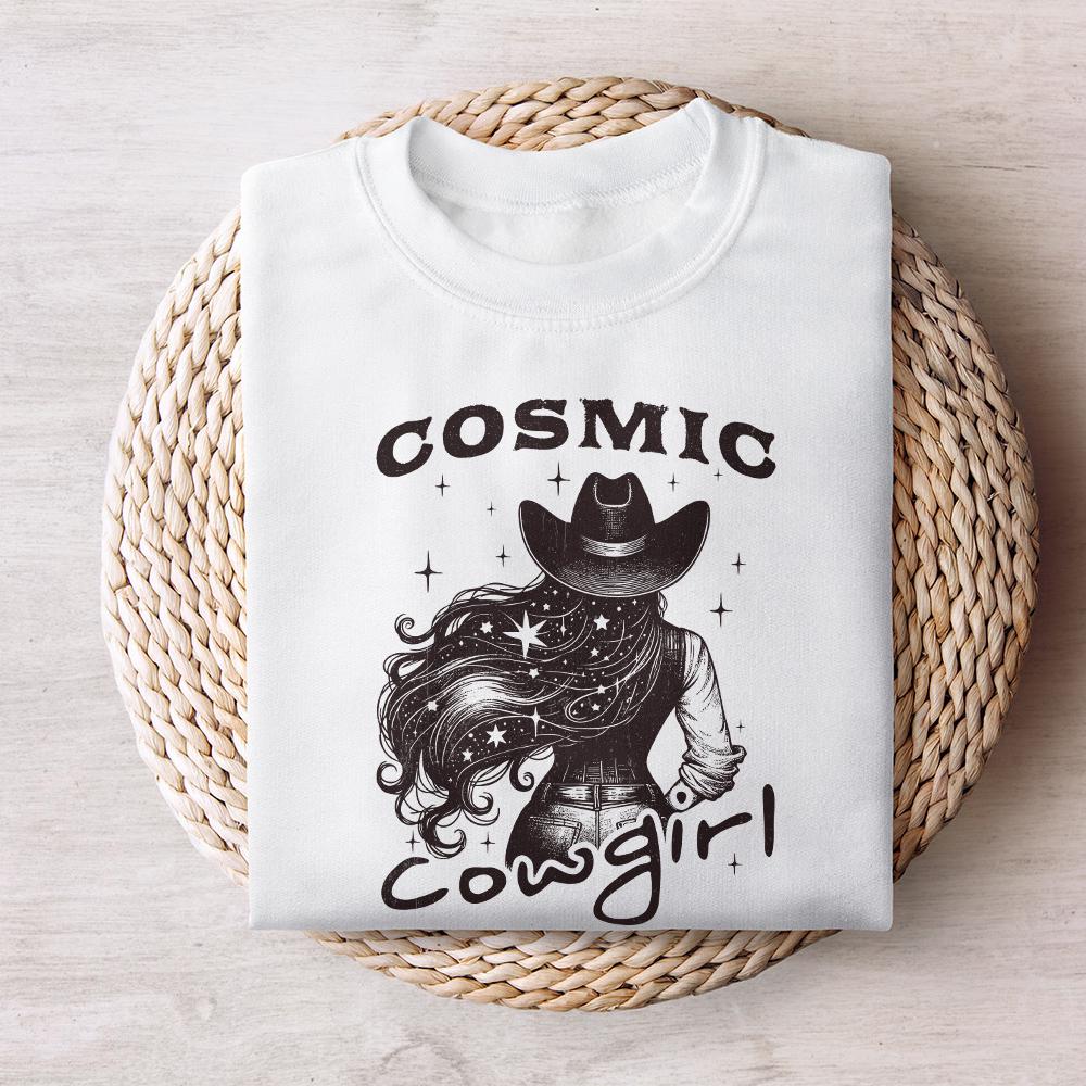 Retro Cosmic Cowgirl PNG Alt 2, Starry Night Space Cowgirl - 300 DPI