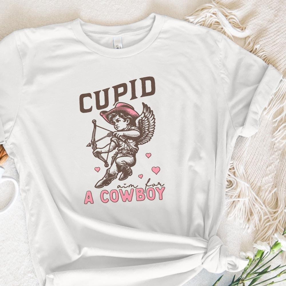 Cupid Aim for a Cowboy PNG, Digital Download - 300 DPI Design for T-Shirt