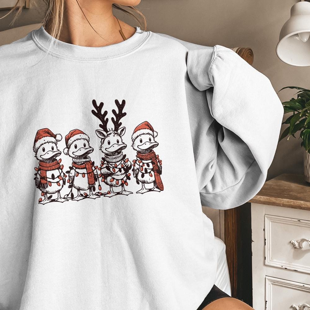 Funny Duck Christmas PNG Alt 2, Santa Ducks Christmas Light PNG - 300 DPI