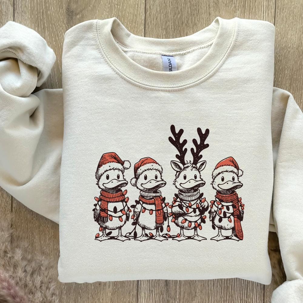 Funny Duck Christmas PNG Alt 2, Santa Ducks Christmas Light PNG - 300 DPI