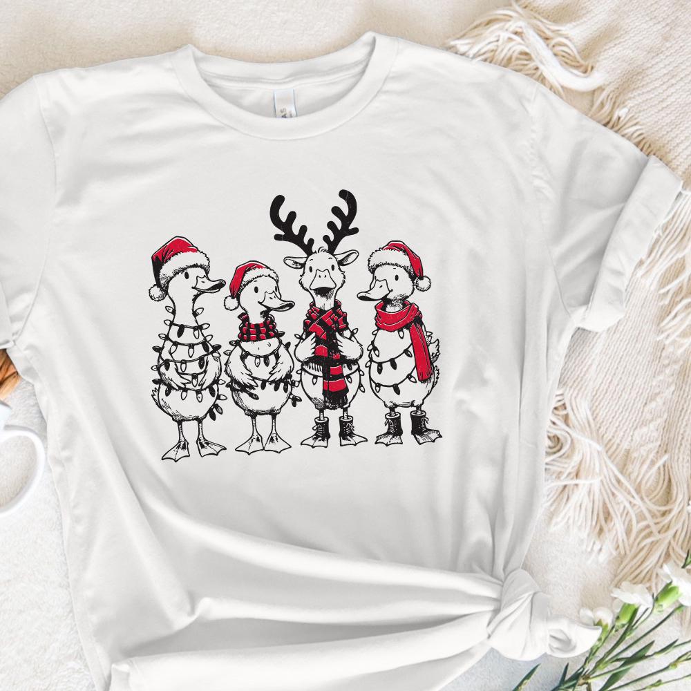 Funny Duck Christmas PNG Alt 3, Santa Ducks Christmas Light PNG - 300 DPI