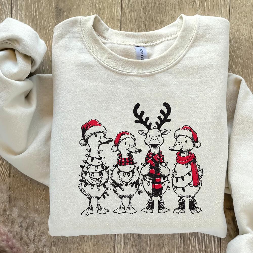 Funny Duck Christmas PNG Alt 3, Santa Ducks Christmas Light PNG - 300 DPI