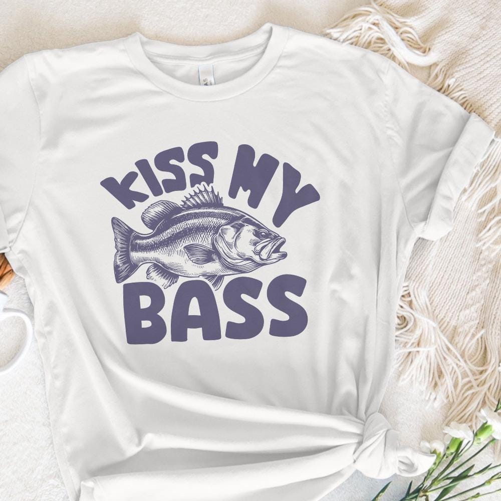 Kiss My Bass PNG Sublimation Design Alt 2, Fishing Life - 300 DPI Design