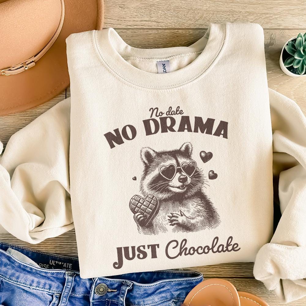 No Date Just Chocolate PNG Alt 2, Raccoon Valentine Sublimation - 300 DPI