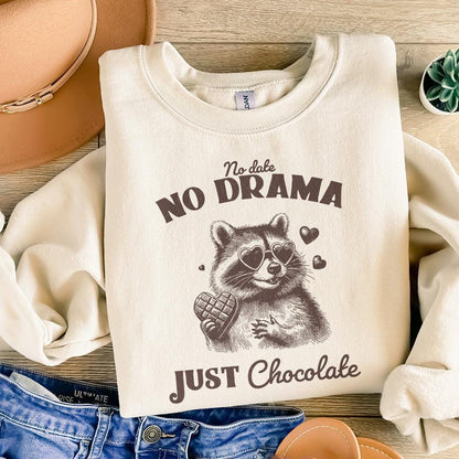 No Date Just Chocolate PNG Alt 2, Raccoon Valentine Sublimation - 300 DPI