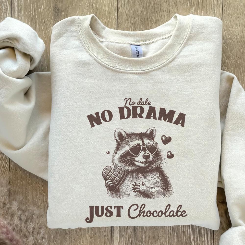 No Date Just Chocolate PNG Alt 2, Raccoon Valentine Sublimation - 300 DPI