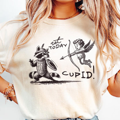 Not Today Cupid Png, Funny Feral Raccoon Valentines Day PNG - 300 DPI