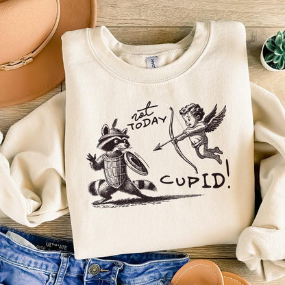 Not Today Cupid Png, Funny Feral Raccoon Valentines Day PNG - 300 DPI