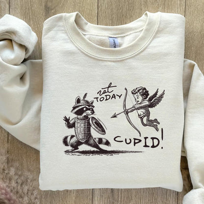 Not Today Cupid Png, Funny Feral Raccoon Valentines Day PNG - 300 DPI