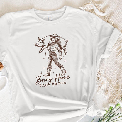 Bring Home the Bacon Retro Cowgirl png Alt 2, Rodeo Cowboy PNG - 300 DPI