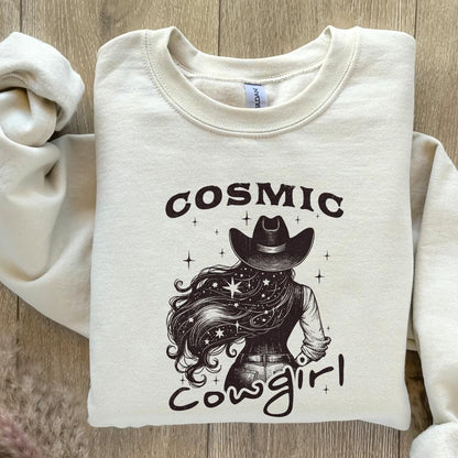 Retro Cosmic Cowgirl PNG Alt 2, Starry Night Space Cowgirl - 300 DPI