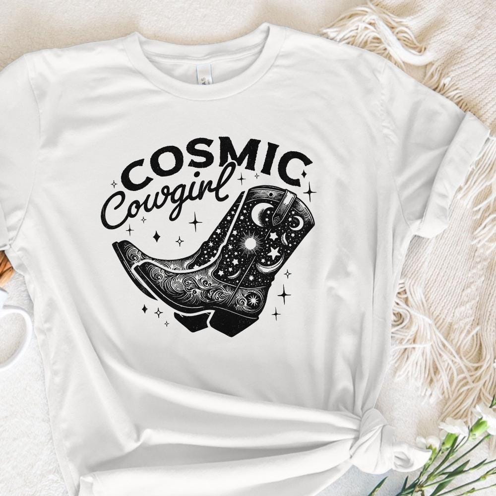 Retro Cosmic Cowgirl PNG, Western Starry Night png - 300 DPI Design for