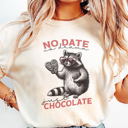 No Date Just Chocolate PNG, Raccoon Valentine Sublimation - 300 DPI