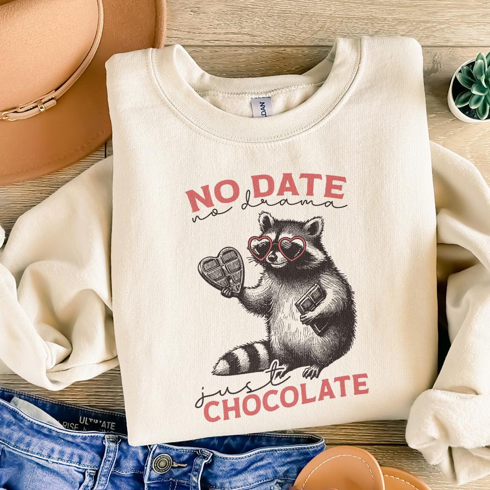 No Date Just Chocolate PNG, Raccoon Valentine Sublimation - 300 DPI