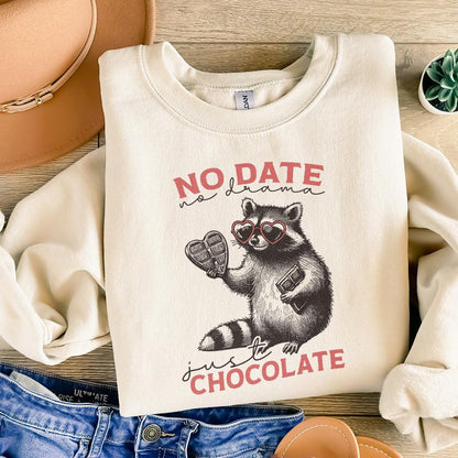 No Date Just Chocolate PNG, Raccoon Valentine Sublimation - 300 DPI