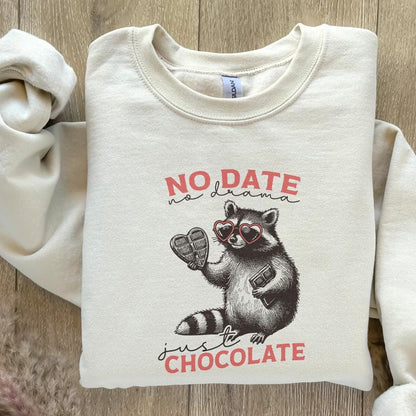 No Date Just Chocolate PNG, Raccoon Valentine Sublimation - 300 DPI