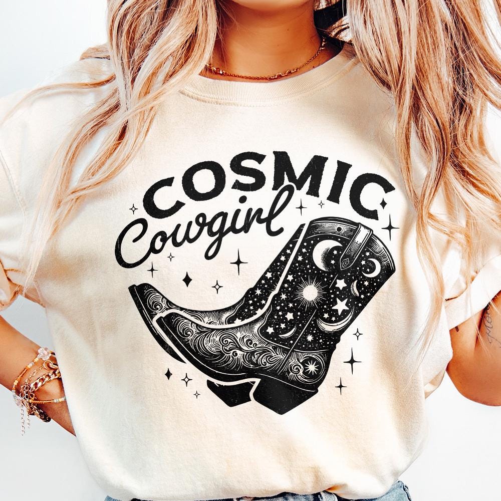 Retro Cosmic Cowgirl PNG, Western Starry Night png - 300 DPI Design for