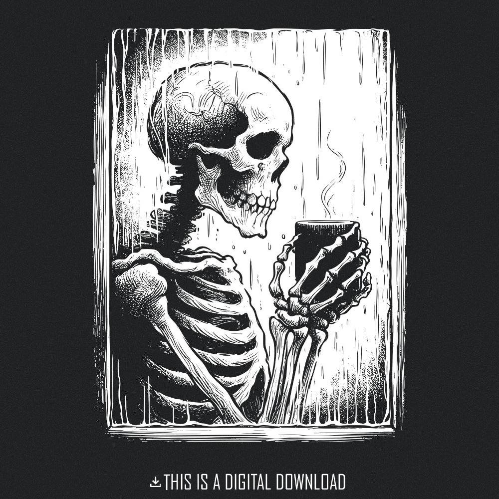 Skeleton Hot Drink PNG, Sublimation - 300 DPI Design for T-Shirt