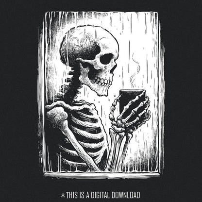 Skeleton Hot Drink PNG, Sublimation - 300 DPI Design for T-Shirt