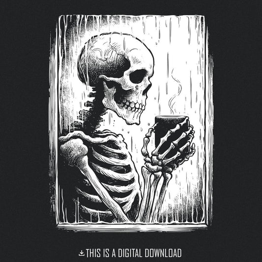 Skeleton Hot Drink PNG, Sublimation - 300 DPI Design for T-Shirt