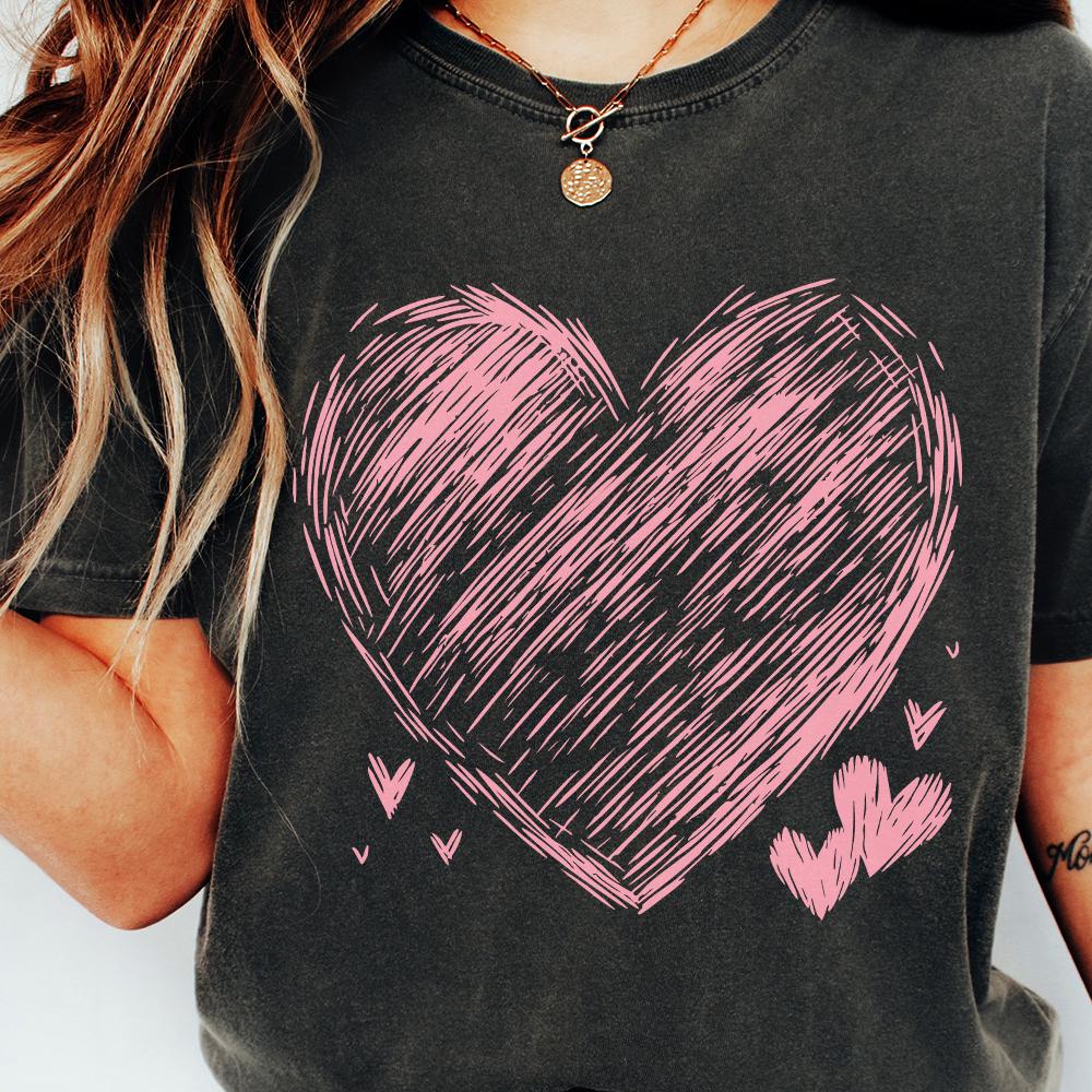 Pink Scribble Heart PNG, Hand-Drawn Heart Clipart - 300 DPI Design for