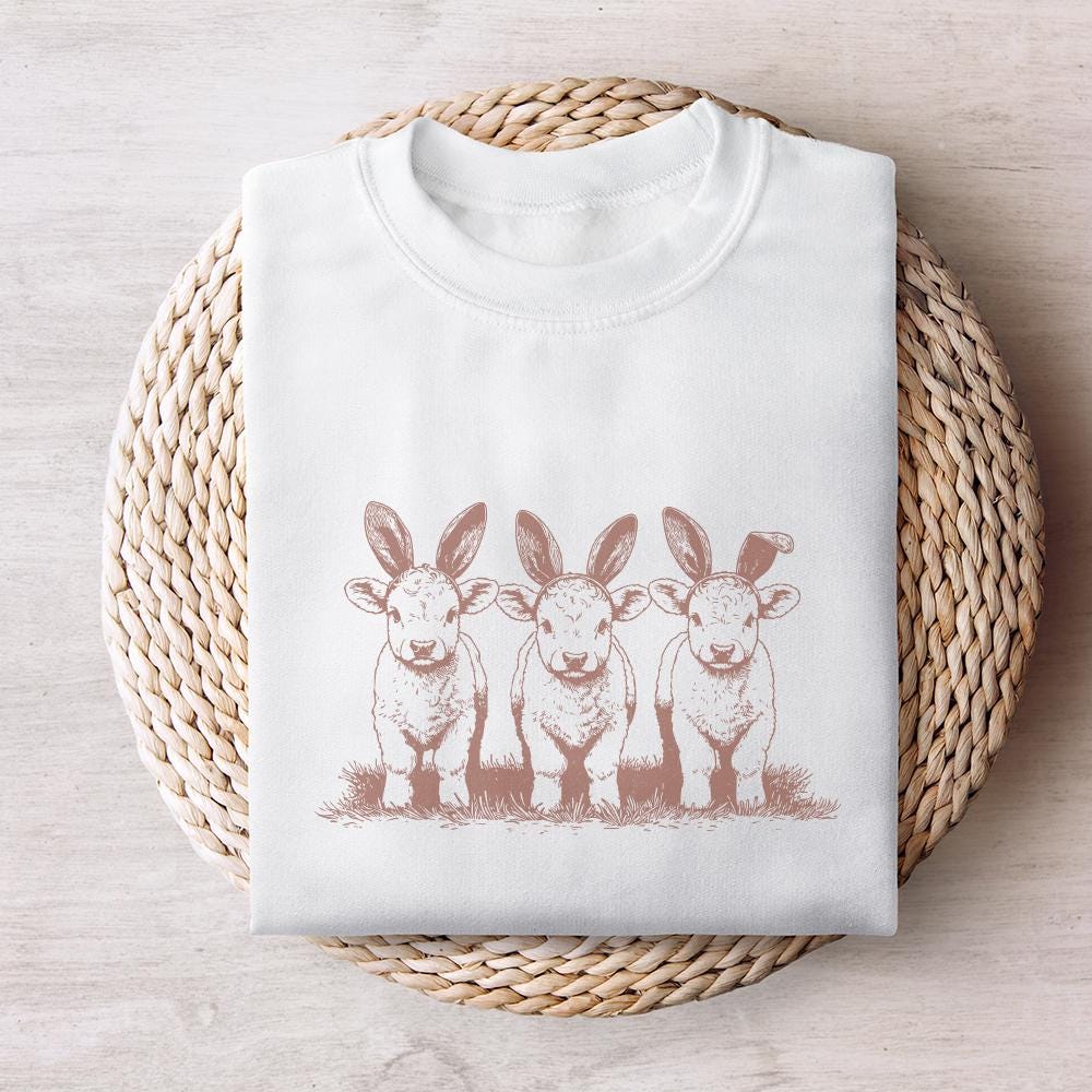 Easter Highland Cow Png Alt 2, Easter Bunny Png - 300 DPI Design for