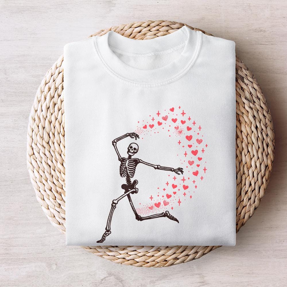 Funny Valentine PNG, Skeleton Valentine - 300 DPI Design for T-Shirt