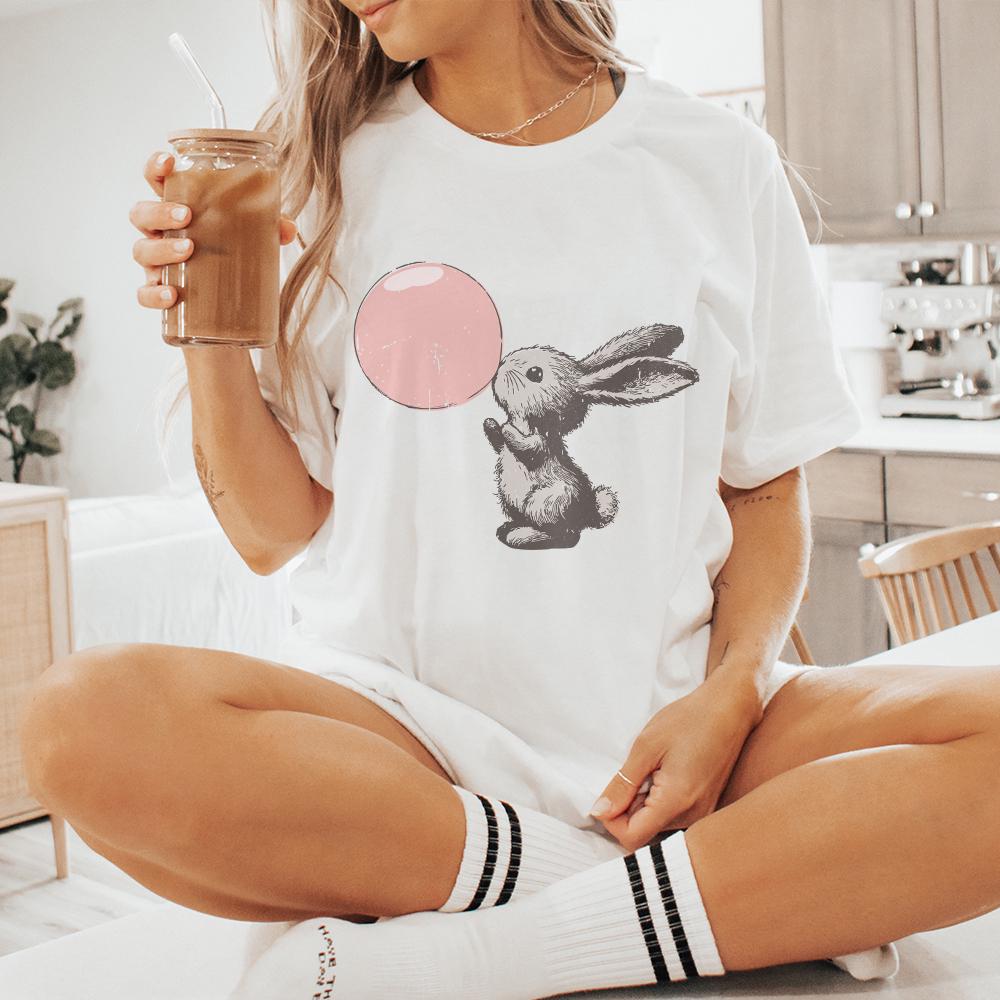 Retro Easter Bunny Blowing Bubble PNG, Funny Easter - 300 DPI Design for