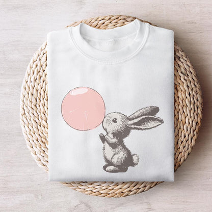 Retro Easter Bunny Blowing Bubble PNG, Funny Easter - 300 DPI Design for