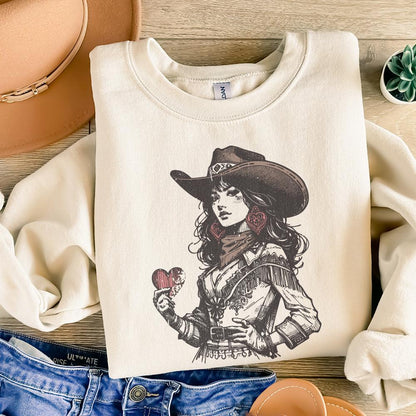 Cowgirl Hearts Queen Png, Poker Card Cowgirl Western Clipart - 300 DPI