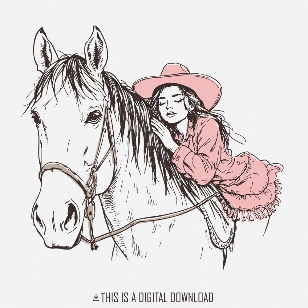 Cute Cowgirl PNG, Western Sublimation Design - 300 DPI Design for T-Shirt