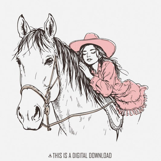 Cute Cowgirl PNG, Western Sublimation Design - 300 DPI Design for T-Shirt