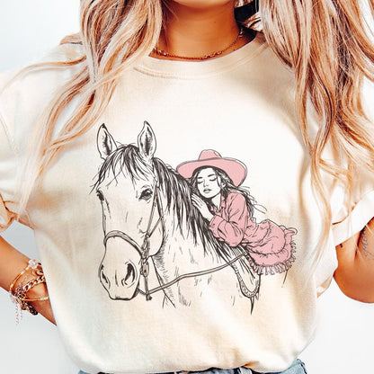 Cute Cowgirl PNG, Western Sublimation Design - 300 DPI Design for T-Shirt