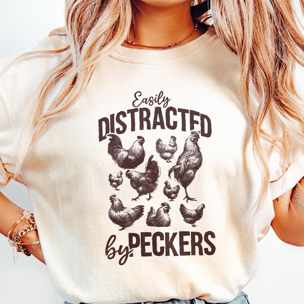 Easily Distracted By Peckers PNG, Chicken Humor Design - 300 DPI Design