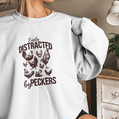 Easily Distracted By Peckers PNG, Chicken Humor Design - 300 DPI Design