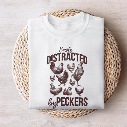 Easily Distracted By Peckers PNG, Chicken Humor Design - 300 DPI Design