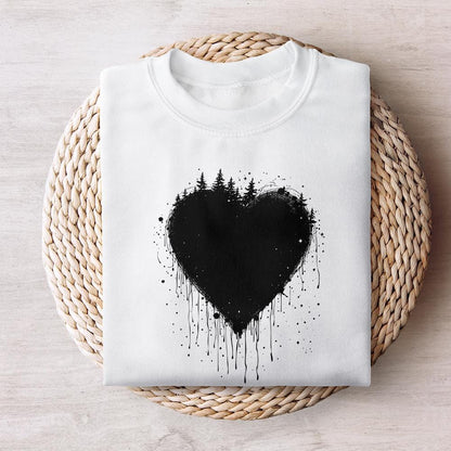 Dripping Heart PNG, Forest Silhouette Design - 300 DPI Design for T-Shirt