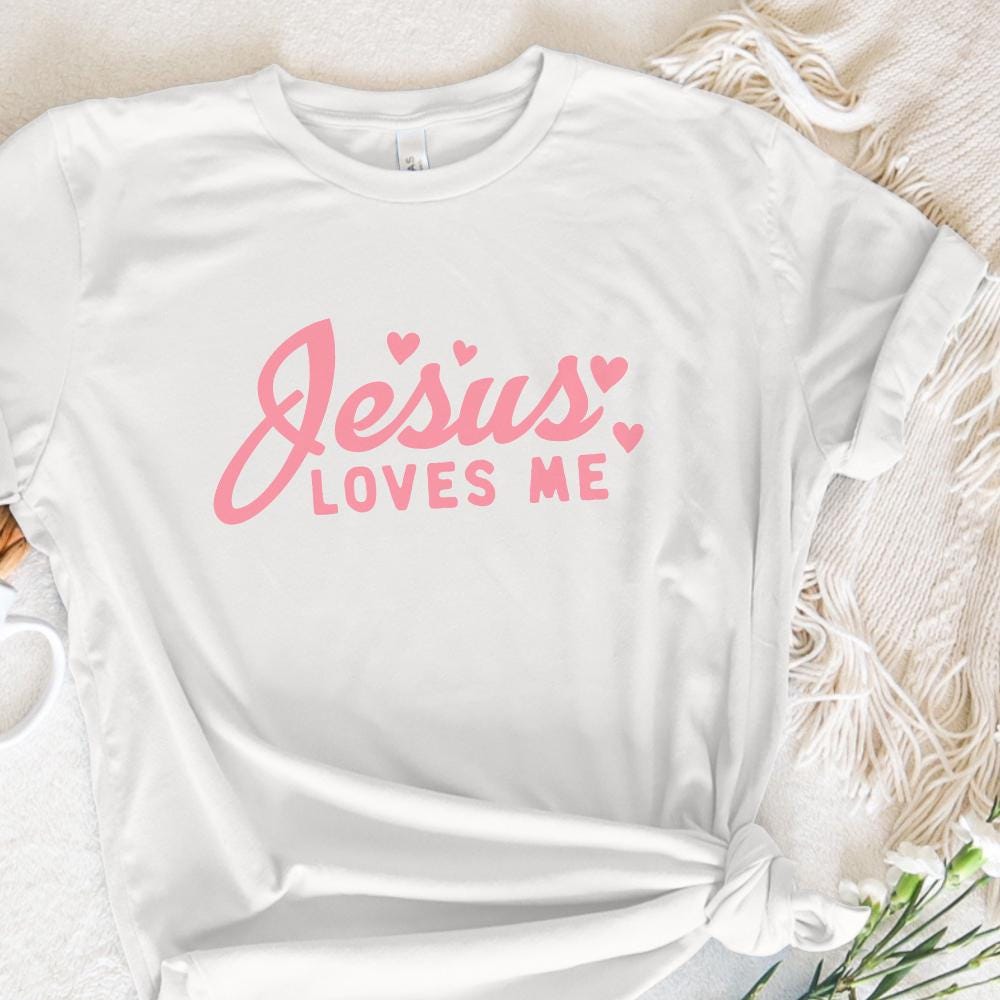 Jesus Loves Me Png, Retro Christian Valentine PNG - 300 DPI Design for