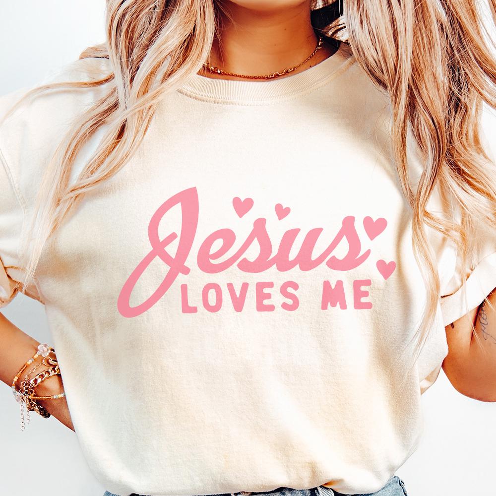 Jesus Loves Me Png, Retro Christian Valentine PNG - 300 DPI Design for