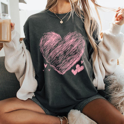 Pink Scribble Heart PNG, Hand-Drawn Heart Clipart - 300 DPI Design for