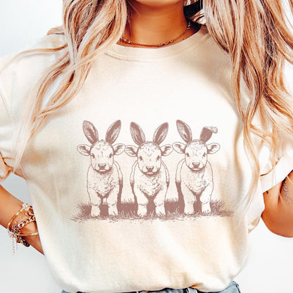 Easter Highland Cow Png Alt 2, Easter Bunny Png - 300 DPI Design for