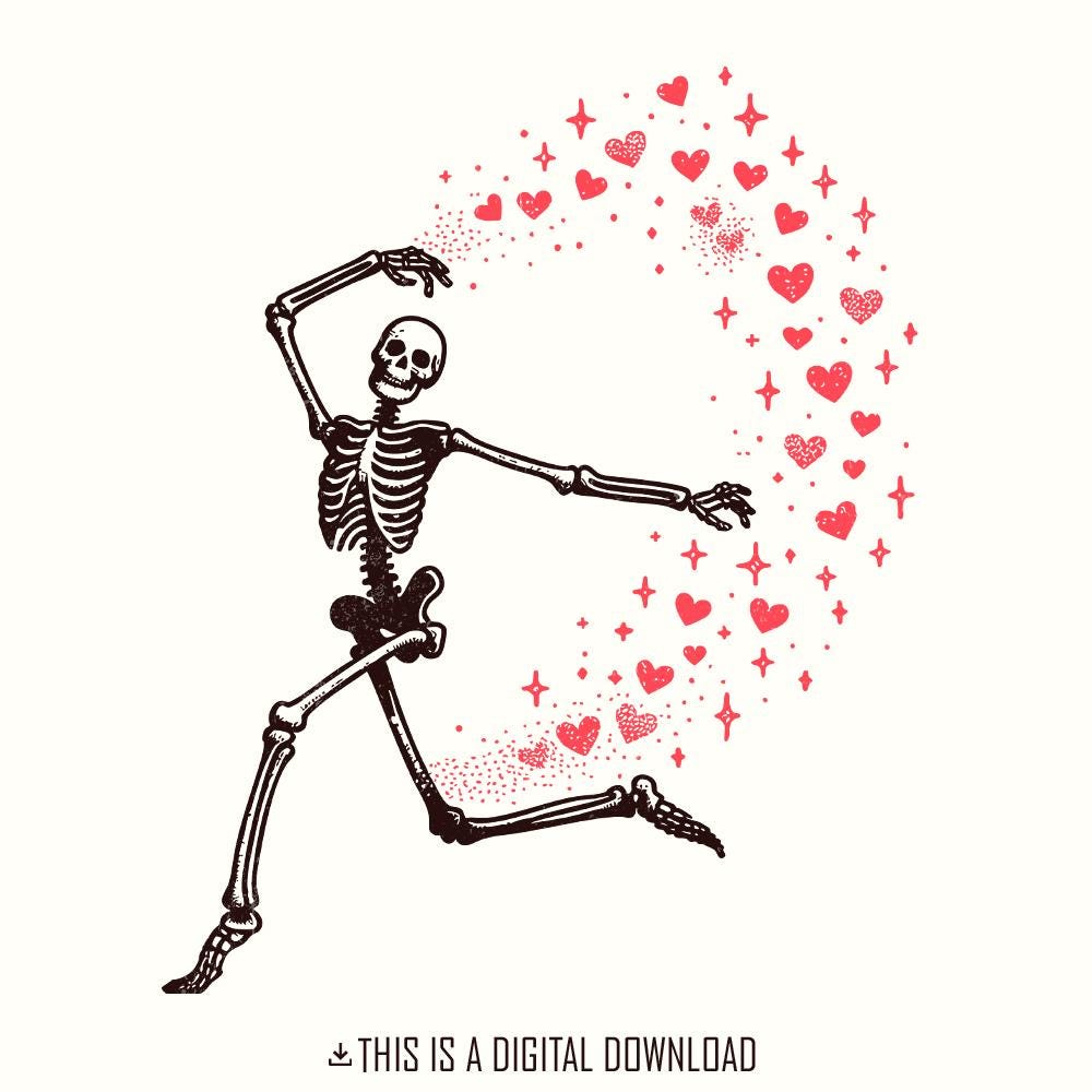 Funny Valentine PNG, Skeleton Valentine - 300 DPI Design for T-Shirt