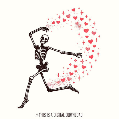 Funny Valentine PNG, Skeleton Valentine - 300 DPI Design for T-Shirt