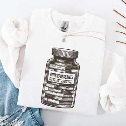 Antidepressant Book Lover PNG, Cute Bookish Sticker Design - 300 DPI