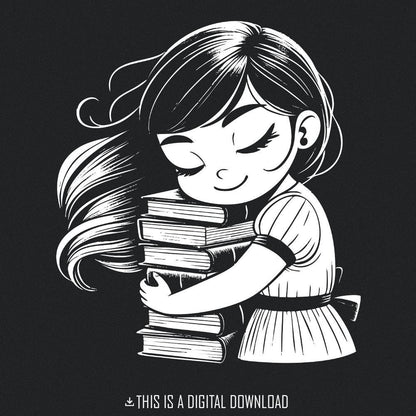Book Hugger PNG, Cozy Reader Illustration - 300 DPI Design for T-Shirt