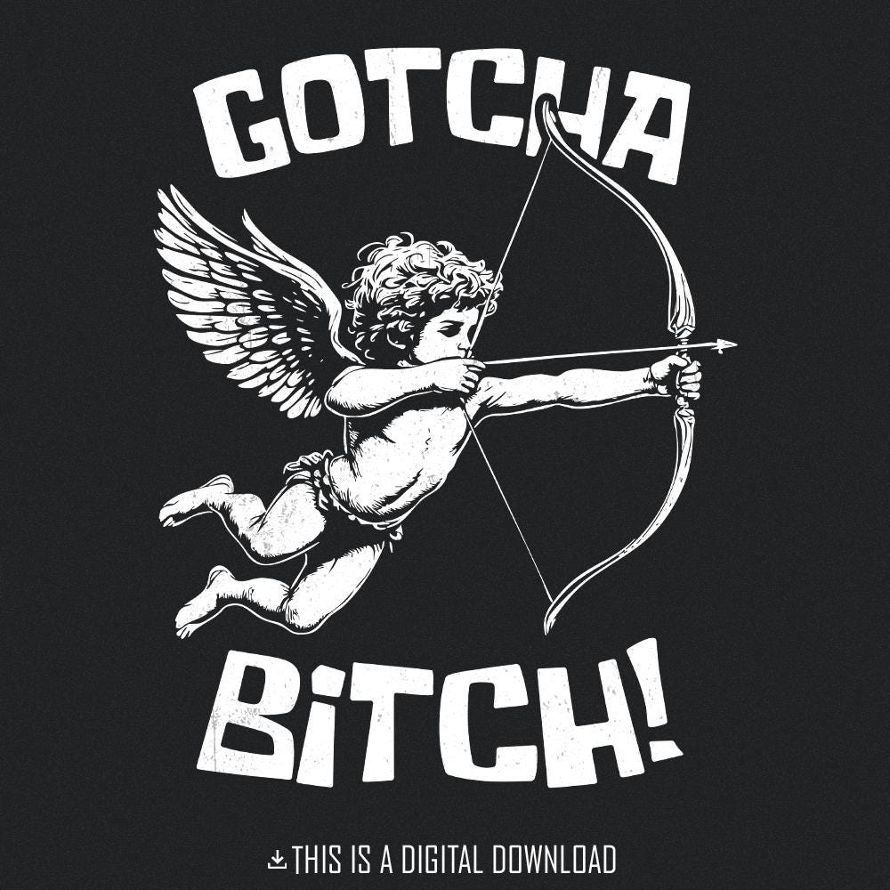 Cupid Funny Valentine's Day PNG, Gotcha B PNG - 300 DPI Design for T-Shirt