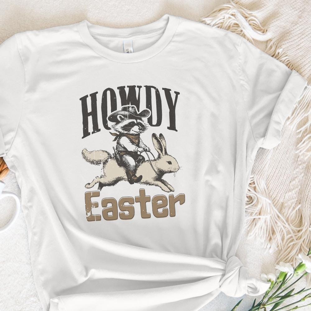 Howdy Easter PNG, Western Easter Raccoon png - 300 DPI Design for T-Shirt