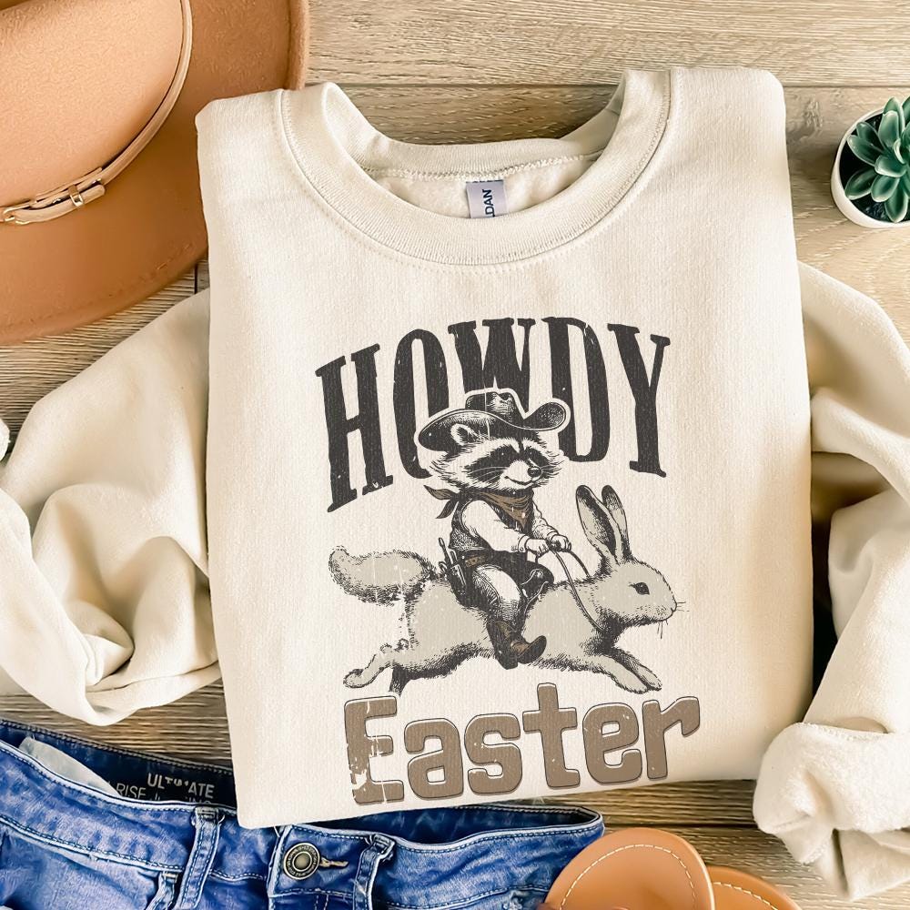 Howdy Easter PNG, Western Easter Raccoon png - 300 DPI Design for T-Shirt