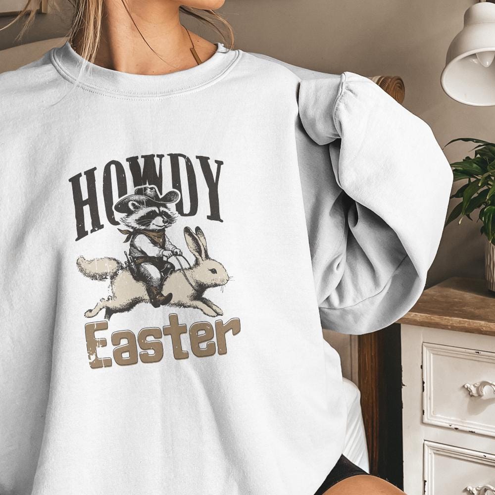 Howdy Easter PNG, Western Easter Raccoon png - 300 DPI Design for T-Shirt